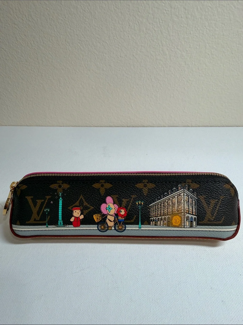 Louis Vuitton Elizabeth Monogram Pencil Case with Vivienne Paris Pink